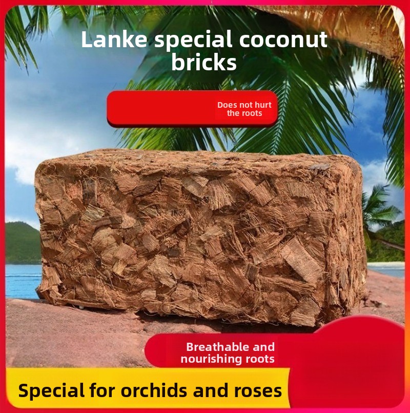 Substrate Coconut Fiber - อิฐใยมะพร้าวผสมปุ๋ยอินทรีย์ 500 กรัม วัสดุปลูกใยมะพร้าวธรรมชาติ สำหรับกล้วยไม้ กุหลาบ