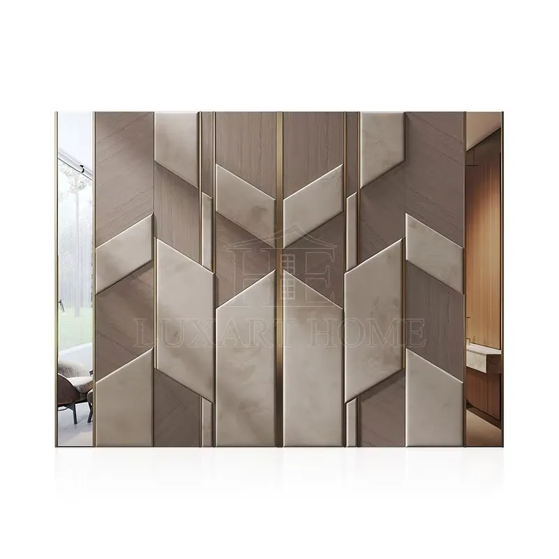 Pvc Panel Background - ผนังตกแต่งภายในห้องนอนวิลล่าแบบส่วนตัว หัวเตียงบุผ้าหุ้มผนัง